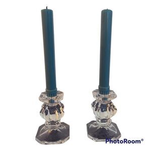 Vintage Gorham Set Full Lead Crystal Candle Stick Holders Made in West Germany